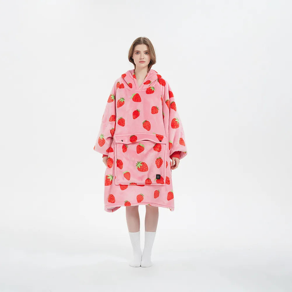 USB Heated Cozy Warm Blanket Hoodie With Pet Pocket