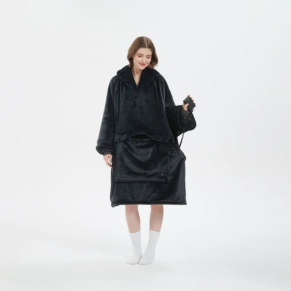 USB Heated Cozy Warm Blanket Hoodie With Pet Pocket