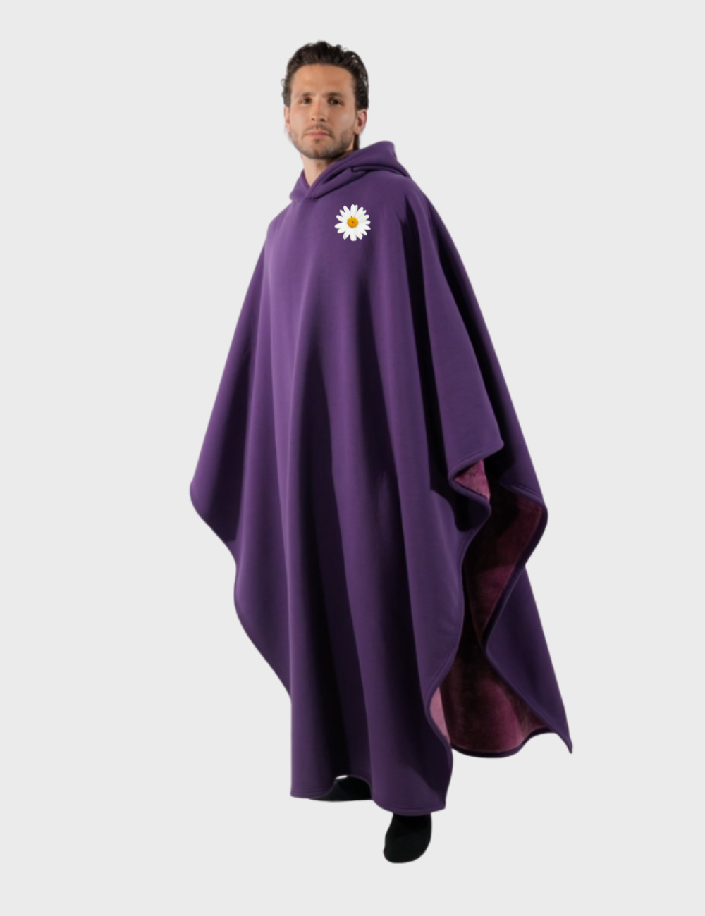 Cozy Warm SnugCloak-Midnight Plum-Daisy Print Style